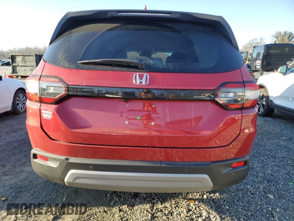 2025 Honda Pilot EX-L with VIN 5FNYG2H45SB001781, listed as a Copart auction lot 43606165 with 6,468 mi miles and Salvage Title. Bid and sale history available at carsss.com. Image 6.