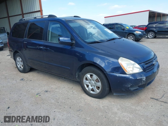 2007 Kia Sedona EX with VIN KNDMB233276191439, listed as a IAAI auction lot 41829259 with 146,147 mi miles. Bid and sale history available at carsss.com. Image 1.