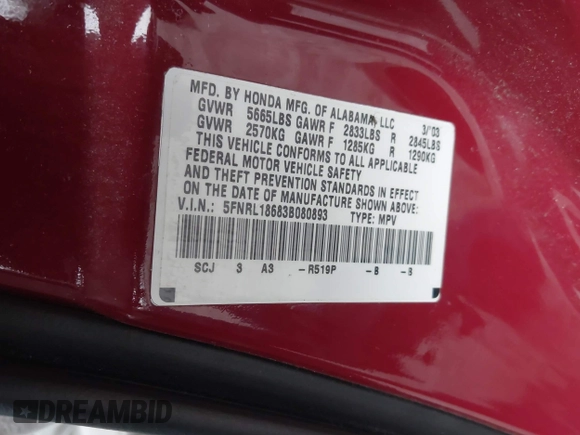 2003 Honda Odyssey EX z VIN 5FNRL18683B080893, wystawiony jako IAAI lot #41840931 z przebiegiem 218 794 mil mil oraz . Historia ofert i sprzedaży dostępna na DreamBid. Obrazek 9.