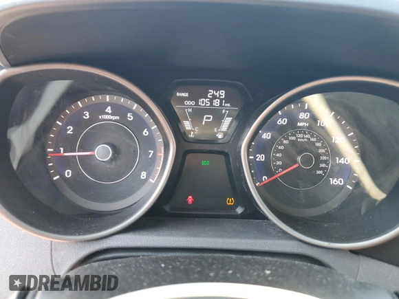 2013 Hyundai Elantra GLS with VIN 5NPDH4AE6DH374729, listed as a Copart auction lot 65541973 with 105,181 mi miles and Salvage title. Bid and sale history available at DreamBid. Image 9.