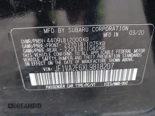 2020 Subaru WRX STI z VIN JF1VA2E6XL9818207, wystawiony jako IAAI lot #41929778 z przebiegiem 33 363 mil mil oraz . Historia ofert i sprzedaży dostępna na DreamBid. Obrazek 9.