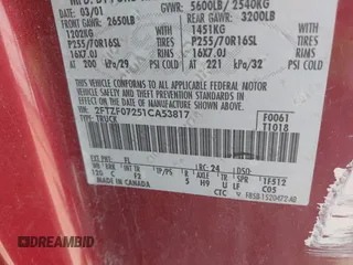 2001 Ford F-150 XL with VIN 2FTZF07251CA53817, listed as a IAAI auction lot 42661123 with Not provided miles and . Bid and sale history available at DreamBid. Image 9.