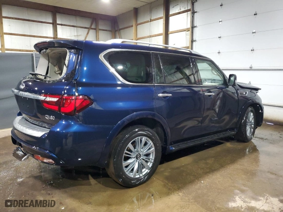 2023 Infiniti QX80 LUXE with VIN JN8AZ2AE0P9303158, listed as a Copart auction lot 43806665 with 43,821 mi miles and Non Repairable. Bid and sale history available at carsss.com. Image 3.