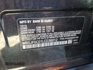 2020 BMW M5 Competition with VIN WBSJF0C01LCD36012, listed as a Copart auction lot 86910424 with 33,912 mi miles and Salvage Title. Bid and sale history available at carsss.com. Image 12.