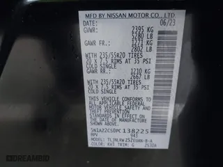 2023 Nissan Murano SL with VIN 5N1AZ2CS0PC138225, listed as a IAAI auction lot 41675550 with 25,518 mi miles. Bid and sale history available at carsss.com. Image 9.