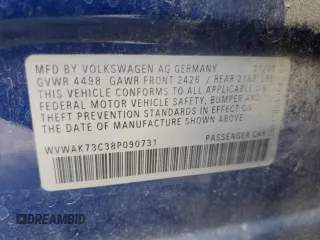 2008 Volkswagen Passat Komfort z VIN WVWAK73C38P090731, wystawiony jako Copart lot #47819845 z przebiegiem 150 608 mil mil oraz Szkoda całkowita • Salvage title. Historia ofert i sprzedaży dostępna na DreamBid. Obrazek 12.