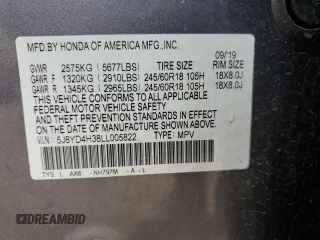 2020 Acura MDX с VIN 5J8YD4H38LL005822, выставлен на аукционе Copart как лот 57610055 с пробегом 56 433 миль миль и Списание • Salvage title. История ставок и продаж доступна на DreamBid. Изображение 13.