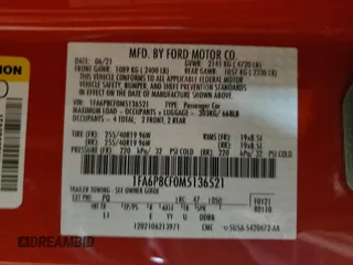 2021 Ford Mustang GT with VIN 1FA6P8CF0M5136521, listed as a Copart auction lot 54514955 with 16,394 mi miles and Salvage title. Bid and sale history available at DreamBid. Image 12.