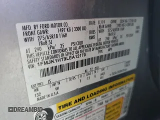 2020 Ford Expedition Max XLT with VIN 1FMJK1HT9LEA12170, listed as a Copart auction lot 46994945 with 116,213 mi miles and Salvage Title. Bid and sale history available at DreamBid. Image 15.