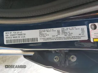 2022 Ram 1500 Big Horn with VIN 1C6SRFFT7NN457781, listed as a Copart auction lot 53821805 with 67,886 mi miles and Salvage Title. Bid and sale history available at carsss.com. Image 12.