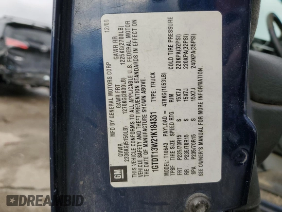 2001 GMC Sonoma SLS with VIN 1GTDT13W21K184331, listed as a Copart auction lot 81176184 with 162,506 mi miles and Salvage Title. Bid and sale history available at carsss.com. Image 13.