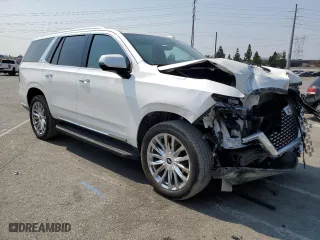 2021 Cadillac Escalade Premium Luxury with VIN 1GYS4BKL4MR215800, listed as a Copart auction lot 71655614 with 42,844 mi miles and Salvage Title. Bid and sale history available at carsss.com. Image 4.