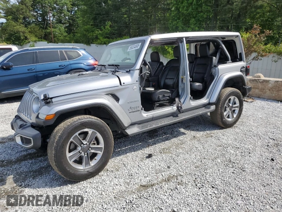 2021 Jeep Wrangler Unlimited Sahara Altitude with VIN 1C4HJXEN3MW691220, listed as a Copart auction lot 56334695 with 46,589 mi miles and Salvage title. Bid and sale history available at DreamBid. Image 1.