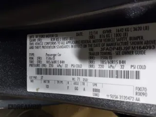 2015 Ford Fiesta SE with VIN 3FADP4BJ9FM164093, listed as a IAAI auction lot 41308905 with 75,839 mi miles. Bid and sale history available at carsss.com. Image 9.