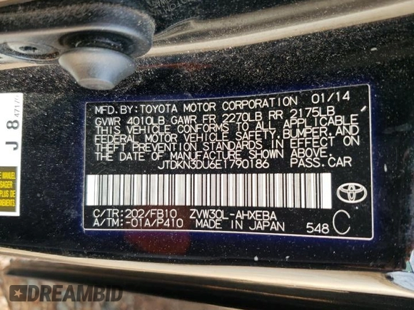 2014 Toyota Prius Four with VIN JTDKN3DU6E1790186, listed as a Copart auction lot 52190785 with 170,673 mi miles and Salvage Title. Bid and sale history available at carsss.com. Image 15.