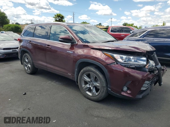 2017 Toyota Highlander Hybrid Limited with VIN 5TDDGRFH4HS022168, listed as a Copart auction lot 56943285 with 114,250 mi miles and Salvage title. Bid and sale history available at DreamBid. Image 4.