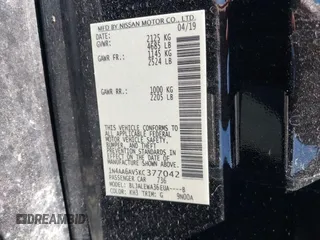 2019 Nissan Maxima SV with VIN 1N4AA6AV5KC377042, listed as a IAAI auction lot 41839754 with 53,962 mi miles and . Bid and sale history available at DreamBid. Image 9.