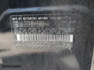 2019 Mitsubishi Mirage ES with VIN ML32A3HJ6KH006204, listed as a IAAI auction lot 41825630 with 101,897 mi miles. Bid and sale history available at carsss.com. Image 9.
