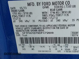 2013 Ford F-150 XL with VIN 1FTFW1EF9DFC72609, listed as a IAAI auction lot 42150526 with 229,000 mi miles. Bid and sale history available at carsss.com. Image 9.