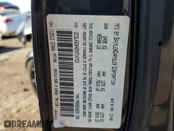 2007 Chrysler 300 C z VIN 2C3LK63H47H714753, wystawiony jako Copart lot #79659704 z przebiegiem 225 292 mil mil oraz Czysty tytuł • Clean title. Historia ofert i sprzedaży dostępna na DreamBid. Obrazek 12.