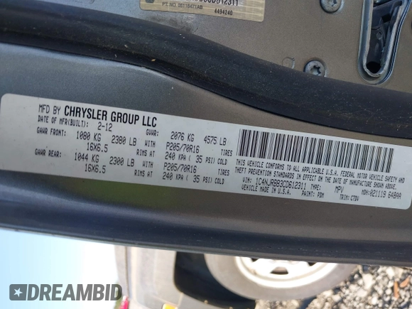 2012 Jeep Patriot Sport with VIN 1C4NJRBB3CD612311, listed as a IAAI auction lot 42146930 with 184,353 mi miles. Bid and sale history available at carsss.com. Image 9.