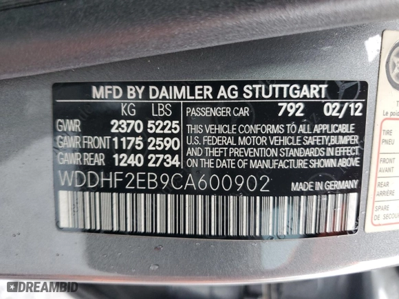 2012 Mercedes-Benz E-Class E 350 Luxury BlueTEC with VIN WDDHF2EB9CA600902, listed as a Copart auction lot 44227745 with 114,229 mi miles and Clean Title. Bid and sale history available at carsss.com. Image 12.