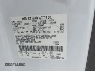 2010 Ford F-150 XL with VIN 1FTFX1EV3AFC04175, listed as a IAAI auction lot 42400826 with 215,045 mi miles and . Bid and sale history available at DreamBid. Image 9.