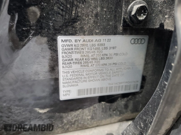 2023 Audi Q7 Premium z VIN WA1ACBF77PD007634, wystawiony jako Copart lot #44728525 z przebiegiem 24 019 mil mil oraz Szkoda całkowita • Salvage title. Historia ofert i sprzedaży dostępna na DreamBid. Obrazek 13.