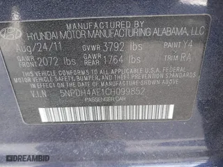 2012 Hyundai Elantra GLS with VIN 5NPDH4AE1CH099852, listed as a IAAI auction lot 41246435 with 69,747 mi miles. Bid and sale history available at carsss.com. Image 9.
