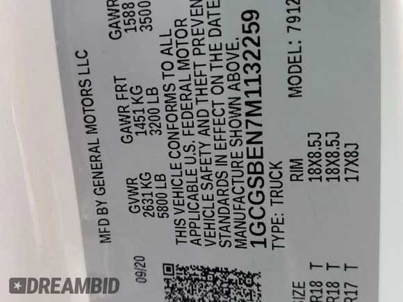 2021 Chevrolet Colorado 2WD Work Truck z VIN 1GCGSBEN7M1132259, wystawiony jako Copart lot #42918995 z przebiegiem 77 660 mil mil oraz Szkoda całkowita • Salvage title. Historia ofert i sprzedaży dostępna na DreamBid. Obrazek 12.