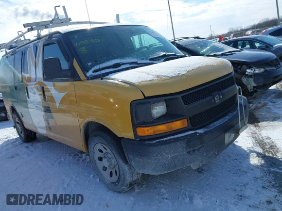 2010 Chevrolet Express Cargo Van with VIN 1GCUGADX0A1182689, listed as a IAAI auction lot 41554281 with 107,929 mi miles. Bid and sale history available at carsss.com. Image 1.