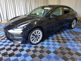 2022 Tesla Model 3 with VIN 5YJ3E1EAXNF287491, listed as a Copart auction lot 53068205 with 91,956 mi miles and Clean Title. Bid and sale history available at carsss.com. Image 1.