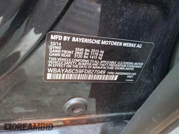 2015 BMW 7 Series 740i с VIN WBAYA6C59FD827049, выставлен на аукционе Copart как лот 43316645 с пробегом 97 677 миль миль и Списание • Salvage title. История ставок и продаж доступна на DreamBid. Изображение 13.