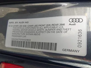 2022 Audi A5 Sportback S line Premium with VIN WAUDACF5XNA028633, listed as a IAAI auction lot 41696539 with 1 mi miles. Bid and sale history available at carsss.com. Image 9.