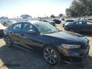 2025 Honda Civic Sedan Hybrid Sport with VIN 2HGFE4F86SH301081, listed as a Copart auction lot 47089745 with 25,836 mi miles and Salvage Title. Bid and sale history available at carsss.com. Image 4.