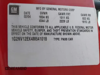 2004 Pontiac Grand Am z VIN 1G2NV12EX4M641018, wystawiony jako IAAI lot #41255352 z przebiegiem 144 385 mil mil oraz . Historia ofert i sprzedaży dostępna na DreamBid. Obrazek 9.