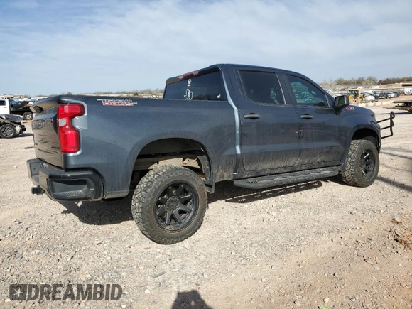 2021 Chevrolet Silverado 1500 Custom Trail Boss with VIN 1GCPYCEF9MZ145030, listed as a Copart auction lot 49267015 with 111,544 mi miles and Salvage Title. Bid and sale history available at DreamBid. Image 3.