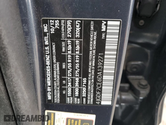 2013 Mercedes-Benz GL-Class GL 450 with VIN 4JGDF7CE6DA139271, listed as a Copart auction lot 51603685 with 126,993 mi miles and Salvage Title. Bid and sale history available at carsss.com. Image 15.