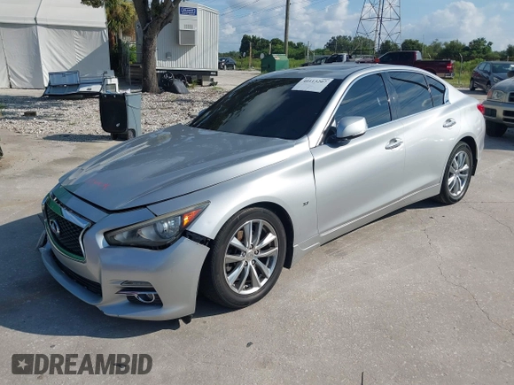 2014 Infiniti Q50 with VIN JN1BV7AP4EM677506, listed as a IAAI auction lot 40113207 with 142,446 mi miles and . Bid and sale history available at DreamBid. Image 2.
