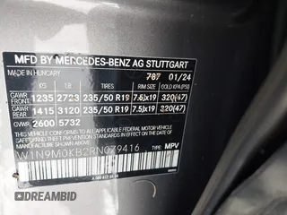 2024 Mercedes-Benz EQB 300 z VIN W1N9M0KB2RN079416, wystawiony jako IAAI lot #40927378 z przebiegiem Nie podano mil oraz . Historia ofert i sprzedaży dostępna na DreamBid. Obrazek 9.