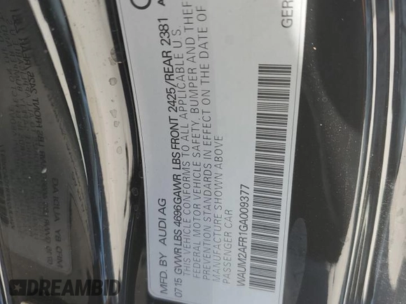 2016 Audi A5 Premium Plus с VIN WAUM2AFR1GA009377, выставлен на аукционе Copart как лот 50077625 с пробегом 90 913 миль миль и Чистый • Clean title. История ставок и продаж доступна на DreamBid. Изображение 12.
