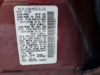2006 Nissan Murano S with VIN JN8AZ08T46W409654, listed as a Copart auction lot 55815754 with 85,997 mi miles and Salvage Title. Bid and sale history available at carsss.com. Image 13.