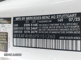 2023 Mercedes-Benz C 300 с VIN W1KAF4HB6PR151260, выставлен на аукционе IAAI как лот 42252938 с пробегом Не указан миль и . История ставок и продаж доступна на DreamBid. Изображение 9.