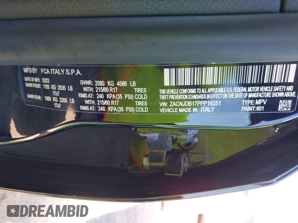2023 Jeep Renegade Upland z VIN ZACNJDB17PPP16251, wystawiony jako IAAI lot #41995530 z przebiegiem 36 721 mil mil oraz . Historia ofert i sprzedaży dostępna na DreamBid. Obrazek 9.