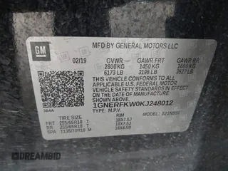 2019 Chevrolet Traverse LS with VIN 1GNERFKW0KJ248012, listed as a IAAI auction lot 41560587 with 120,799 mi miles. Bid and sale history available at carsss.com. Image 9.