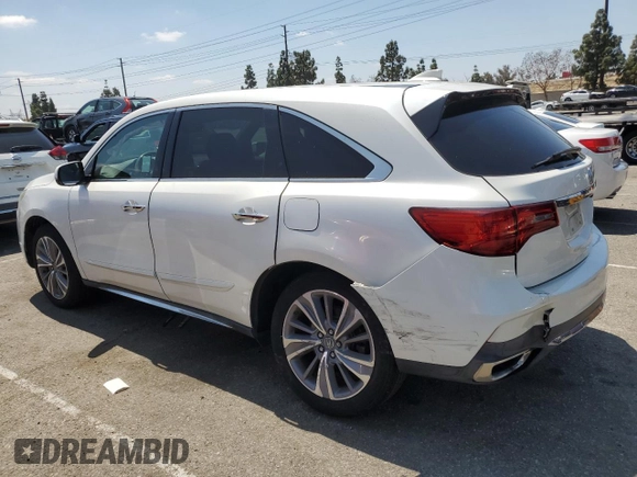 2017 Acura MDX Technology z VIN 5J8YD3H55HL000368, wystawiony jako Copart lot #54911825 z przebiegiem 38 710 mil mil oraz Szkoda całkowita • Salvage title. Historia ofert i sprzedaży dostępna na DreamBid. Obrazek 2.
