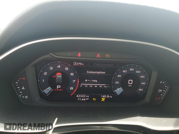 2021 Audi Q3 S line Premium with VIN WA1DECF37M1028653, listed as a Copart auction lot 61348155 with 42,322 mi miles and Salvage title. Bid and sale history available at DreamBid. Image 9.