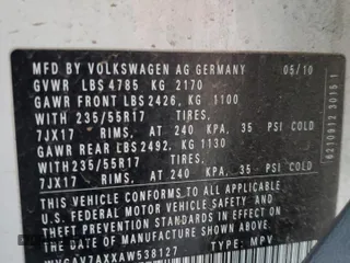 2010 Volkswagen Tiguan S with VIN WVGAV7AXXAW538127, listed as a Copart auction lot 42022225 with 116,008 mi miles and Clean title. Bid and sale history available at DreamBid. Image 12.