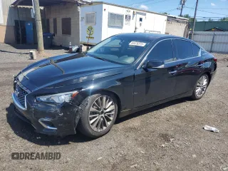 2021 Infiniti Q50 Luxe z VIN JN1EV7BR2MM755972, wystawiony jako Copart lot #64476315 z przebiegiem 62 254 mil mil oraz Szkoda całkowita • Salvage title. Historia ofert i sprzedaży dostępna na DreamBid. Obrazek 1.