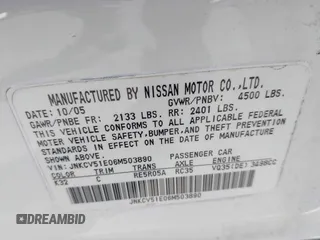 2006 Infiniti G35 with VIN JNKCV51E06M503890, listed as a IAAI auction lot 41604122 with 148,680 mi miles. Bid and sale history available at carsss.com. Image 9.
